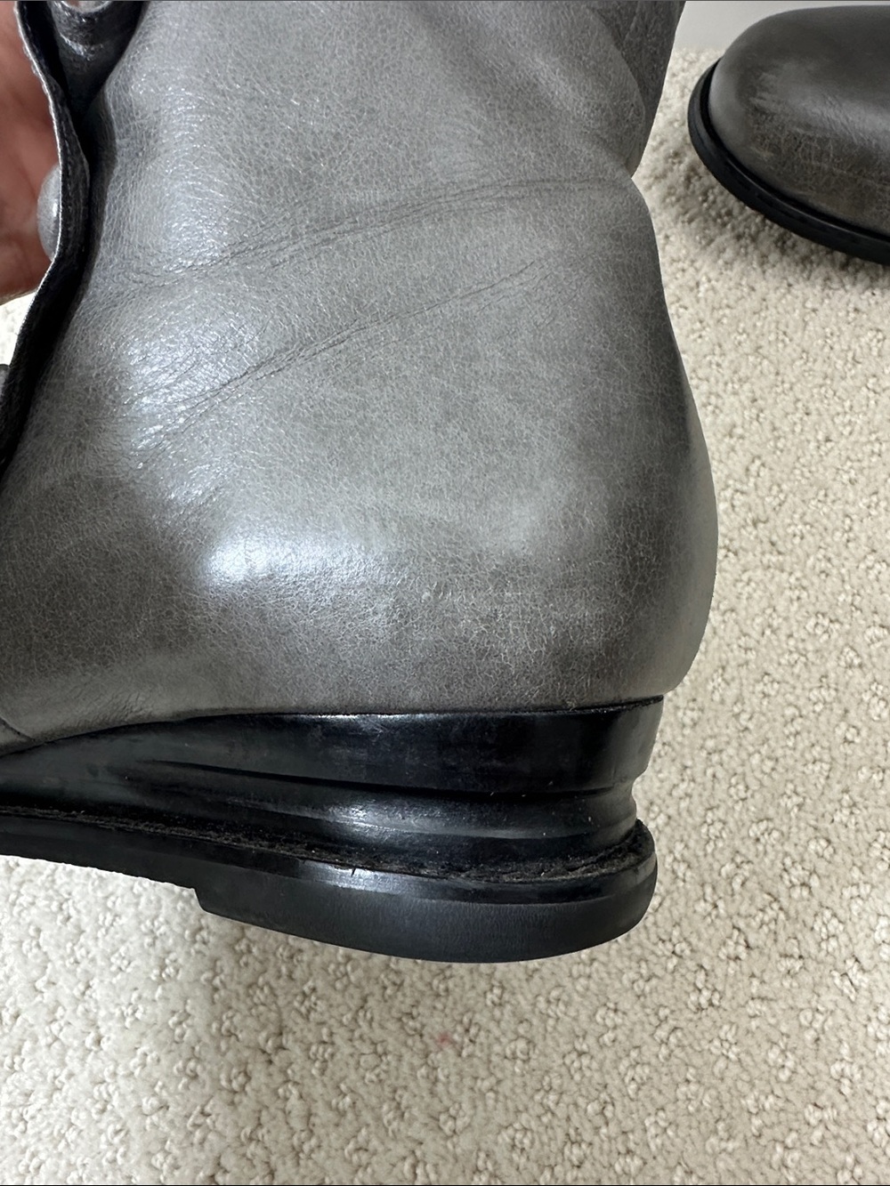 Miz Mooz Bloom Bobbie-Style Leather Wedge Button Boots Gray 8M - Picture 14 of 16